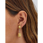 "Élite" Gold Boules Connected with a Diamonds Bar Earrings - OS4-583-Nanis-Renee Taylor Gallery