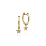 14K Yellow Gold Diamond Star Shape Huggie Drop Earrings 13mm - EG14966Y45JJ-Gabriel & Co.-Renee Taylor Gallery