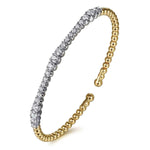 14K Mix of White and Yellow Gold RD Diamond Bangle Bujukan Collection - BG5060-57M45JJ-Gabriel & Co.-Renee Taylor Gallery