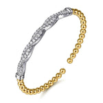 14K Mix of White and Yellow Gold RD Diamond Bangle Bujukan Collection - BG5090-57M45JJ-Gabriel & Co.-Renee Taylor Gallery