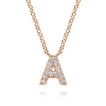 14K Pink Gold Diamond A Initial Pendant Necklace - NK8132A-K45JJ-Gabriel & Co.-Renee Taylor Gallery