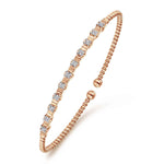 14K Rose Gold Bujukan Bead Cuff Bracelet with Diamond Stations Bujukan Collection - BG4228-57K45JJ-Gabriel & Co.-Renee Taylor Gallery