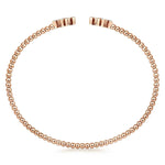 14K Rose Gold Bujukan Bead Split Cuff Bracelet with Quatrefoil Diamond Endcaps Bujukan Collection - BG4124-57K45JJ-Gabriel & Co.-Renee Taylor Gallery