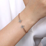 14K Rose Gold Bujukan Split Cuff Bracelet with Diamond Flower Caps Bujukan Collection - BG4256-57K45JJ-Gabriel & Co.-Renee Taylor Gallery