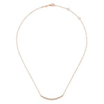 14K Rose Gold Curved Bar Necklace with Round Diamonds - NK5796K45JJ-Gabriel & Co.-Renee Taylor Gallery