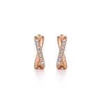 14K Rose Gold Twisted 15mm Diamond Huggies - EG13328K45JJ-Gabriel & Co.-Renee Taylor Gallery