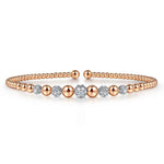 14K Rose-White Gold Bujukan Diamond RD Stations Bangle Bujukan Collection - BG4362-57T45JJ-Gabriel & Co.-Renee Taylor Gallery