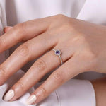 14K White Gold Amethyst Diamond Halo Promise Ring - LR51264W45AM-Gabriel & Co.-Renee Taylor Gallery