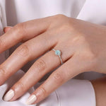 14K White Gold Aquamarine Diamond Halo Promise Ring - LR51264W45AQ-Gabriel & Co.-Renee Taylor Gallery