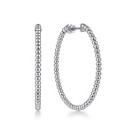 14K White Gold Beaded Round Classic Hoop Earrings - EG13929W4JJJ-Gabriel & Co.-Renee Taylor Gallery