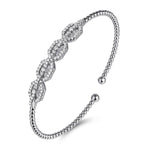 14K White Gold Diamond Pavé Link Bead Cuff Bracelet – BG4229-65W45JJ-Gabriel & Co.-Renee Taylor Gallery