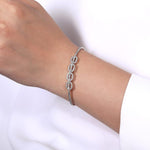 14K White Gold Diamond Pavé Link Bead Cuff Bracelet – BG4229-65W45JJ-Gabriel & Co.-Renee Taylor Gallery