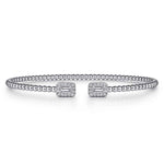 14K White Gold Bujukan Open Cuff Bracelet w/ Diamond Baguettes - BG4711-W-Gabriel & Co.-Renee Taylor Gallery