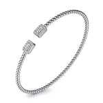 14K White Gold Bujukan Open Cuff Bracelet w/ Diamond Baguettes - BG4711-W-Gabriel & Co.-Renee Taylor Gallery