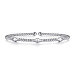 14K White Gold Bujukan Pyramid Stations Bangle - BG4421-62W4JJJ-Gabriel & Co.-Renee Taylor Gallery