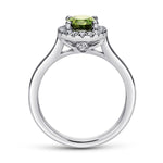 14K White Gold Classic Oval Peridot and Diamond Halo Ring - LR6711W45PE-Gabriel & Co.-Renee Taylor Gallery