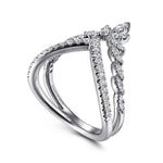 14K White Gold Two Row Bursting Diamond Chevron Ring - LR51656W45JJ-Gabriel & Co.-Renee Taylor Gallery