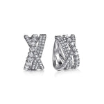 14K White Gold Diamond Criss Cross Huggie Earrings - EG15271W45JJ-Gabriel & Co.-Renee Taylor Gallery