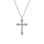 14K White Gold Diamond Cross Pendant Necklace - NK7197W45JJ-Gabriel & Co.-Renee Taylor Gallery