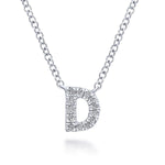 14K White Gold Diamond D Initial Pendant Necklace - NK4577D-W45JJ-Gabriel & Co.-Renee Taylor Gallery