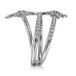 14K White Gold Diamond Starburst RD Wrap Ladies Ring Kaslique Collection - LR52608W45JJ-Gabriel & Co.-Renee Taylor Gallery