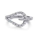 14K White Gold Diamond Teardrop Link Ring – LR52966W45JJ-Gabriel & Co.-Renee Taylor Gallery