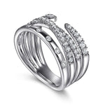 14K White Gold Graduating Diamond Spike Easy Stackable Ring - LR52804W45JJ-Gabriel & Co.-Renee Taylor Gallery