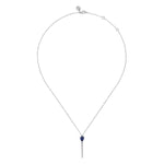 14K White Gold Graduating Diamonds and Blue Sapphire Pendant Drop Necklace – NK7738W45SA-Gabriel & Co.-Renee Taylor Gallery