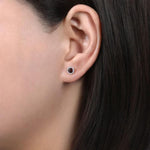 14K White Gold Round Halo Garnet and Diamond Stud Earrings - EG12372W45GN-Gabriel & Co.-Renee Taylor Gallery