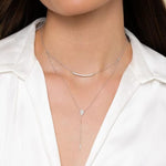 14K White Gold Layered Curved Bar and Diamond Drop Y Necklace - NK5806W45JJ-Gabriel & Co.-Renee Taylor Gallery