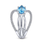 14K White Gold Twisted Split Shank Swiss Blue Topaz Ring - LR51561W45BT-Gabriel & Co.-Renee Taylor Gallery