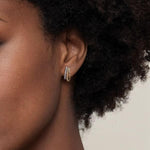 14K White & Yellow Gold Bujukan Diamond 3 Row J Hoop Stud Earrings - EG15311M45JJ-Gabriel & Co.-Renee Taylor Gallery
