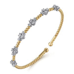 14K White & Yellow Gold Bujukan Diamond Bangle - BG4782-M-Gabriel & Co.-Renee Taylor Gallery