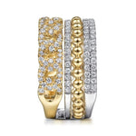 14K White & Yellow Gold Wide Band Layered Diamond Ring - LR51517M45JJ-Gabriel & Co.-Renee Taylor Gallery