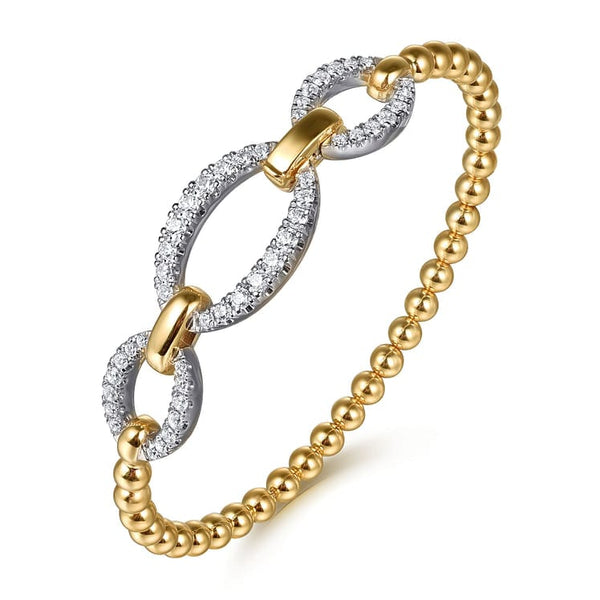 14K White & Yellow Gold Bujukan Diamond Link Split Bangle