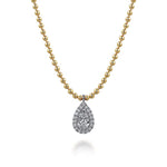 14K White & Yellow Gold Bujukan Diamond Teardrop Pendant Necklace - NK7803M45JJ-Gabriel & Co.-Renee Taylor Gallery