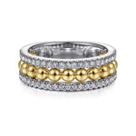 14K White & Yellow Gold Bujukan Diamond Wide Band Ring - LR51778M45JJ-Gabriel & Co.-Renee Taylor Gallery