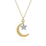 14K White & Yellow Gold Bujukan Moon RD and Diamond Star Pendant Necklace Bujukan Collection - NK7990M45JJ-Gabriel & Co.-Renee Taylor Gallery