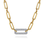 14K White & Yellow Gold Bujukan and Diamond Link Chain Necklace - NK7965M45JJ-Gabriel & Co.-Renee Taylor Gallery