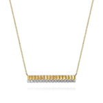 14K White & Yellow Gold Diamond Bar Necklace with Diamond Cut Texture - NK7822M45JJ-Gabriel & Co.-Renee Taylor Gallery