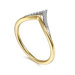 14K Yellow & White Gold Diamond Chevron Ring - LR51826M45JJ-Gabriel & Co.-Renee Taylor Gallery