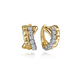 14K White & Yellow Gold Diamond Criss Cross Huggie Earrings - EG15355M45JJ-Gabriel & Co.-Renee Taylor Gallery
