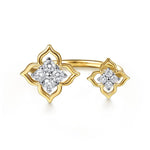 14K White & Yellow Gold Diamond RD Flower Open Ring Contemporary Collection - LR53094M45JJ-Gabriel & Co.-Renee Taylor Gallery
