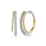 14K White&Yellow Gold Diamond RD Intricate Hoop Earrings Lusso Collection - EG15710M45JJ-Gabriel & Co.-Renee Taylor Gallery