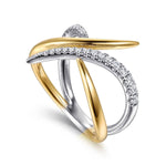 14K White & Yellow Gold Diamond Spike Bypass Ring - LR52962M45JJ-Gabriel & Co.-Renee Taylor Gallery