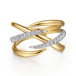 14K White & Yellow Gold Diamond Spike Cross Cross Ring – LR52967M45JJ-Gabriel & Co.-Renee Taylor Gallery