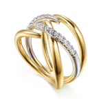 14K White & Yellow Gold Diamond Spike Cross Cross Ring – LR52967M45JJ-Gabriel & Co.-Renee Taylor Gallery