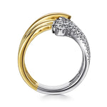 14K White Yellow Gold Diamond Wide Bypass Fan Ring - LR52721M45JJ-Gabriel & Co.-Renee Taylor Gallery