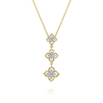 14K White & Yellow Gold Graduating Diamond Flower Pendant Drop Necklace - NK8245M45JJ-Gabriel & Co.-Renee Taylor Gallery