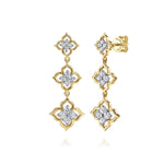 14K White&Yellow Gold Graduating RD Diamond Flower Stud Drop Earrings Contemporary Collection - EG15673M45JJ-Gabriel & Co.-Renee Taylor Gallery